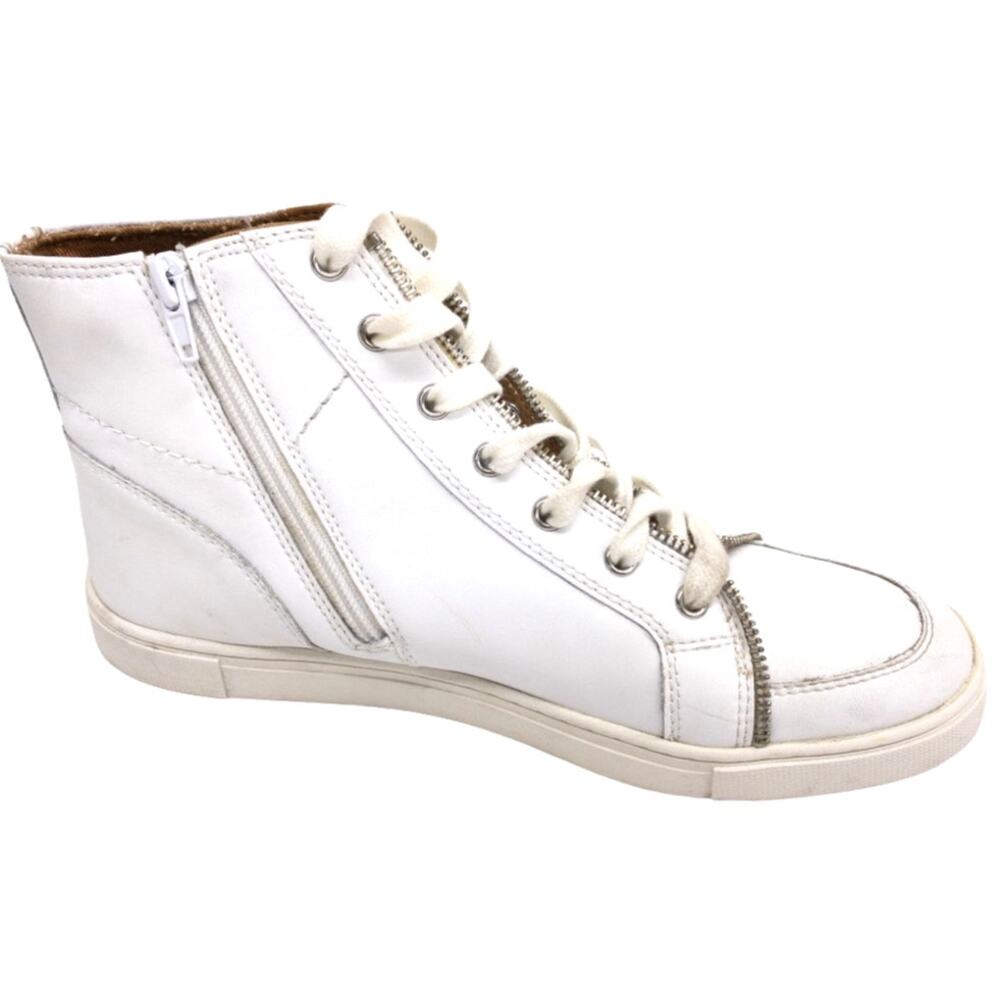 FRYE  Sindy White High Top Zip Moto Sneakers Women size 9.5